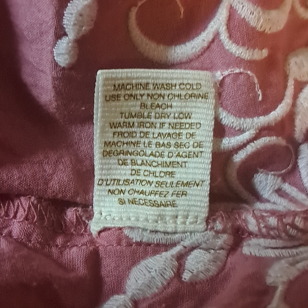 Anthropologie Feather Bone Pink Dress w/ Lace Trim Sleeveless Embroidered Flower - Picture 9 of 9